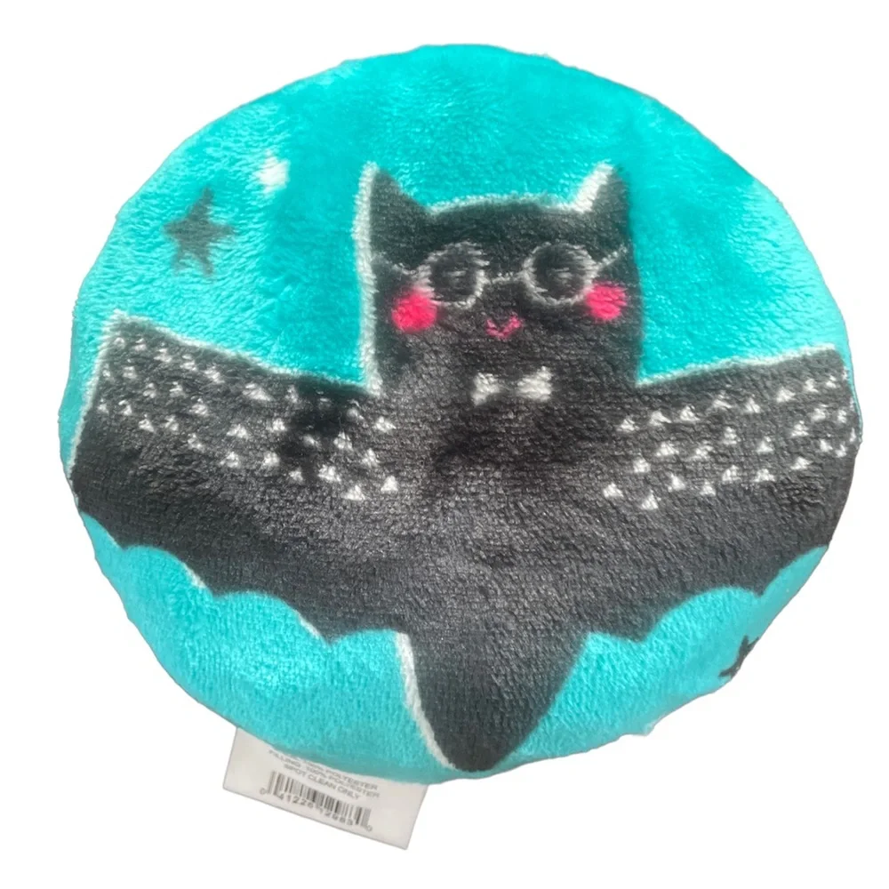 4 For $20 Halloween Small Round Bat Pillow Teal Turquoise Blue And Black